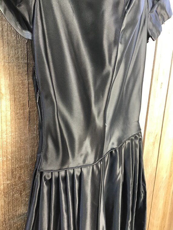 1940s vintage evening dress gown, Black mesh and pink Satin ball gown