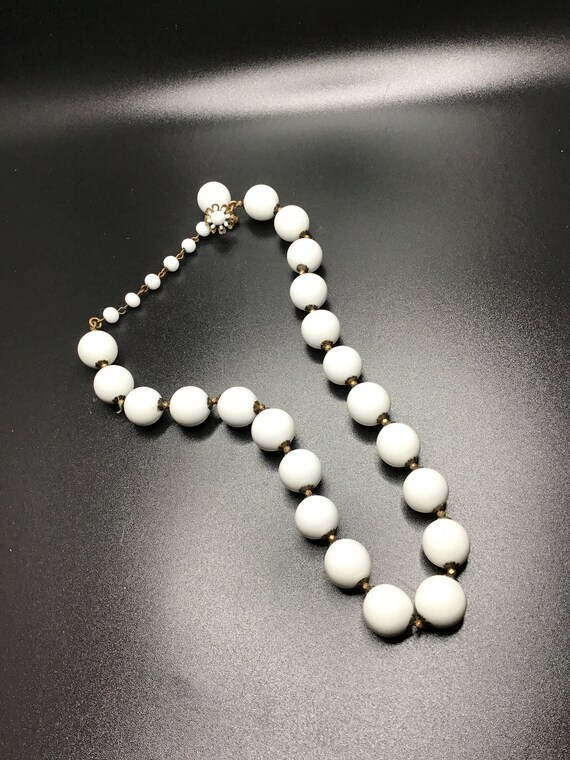 Early Miriam Haskell Milk Glass Collar Necklace White Beads
