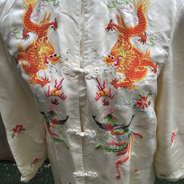 Vintage Chinese Embroidered Silk Robe