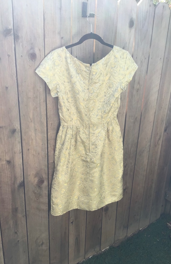 1950s Silk Brocade Wiggle Dress - image 4
