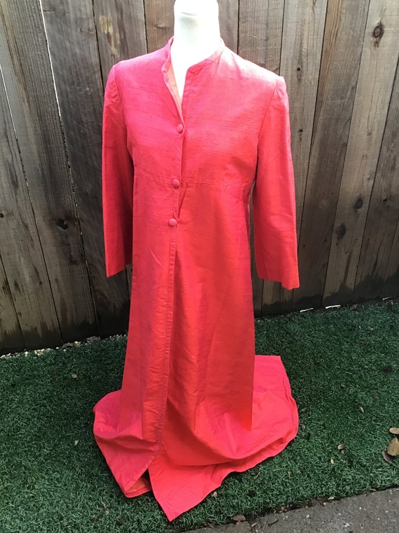 Vintage 1960s Red Raw Silk Coat