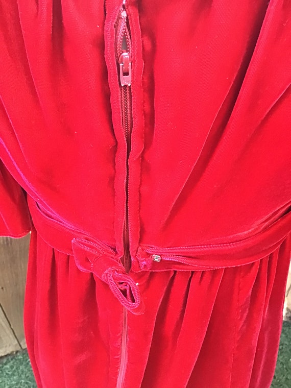 Vintage Lorrie Deb Red Velvet Dress - image 9