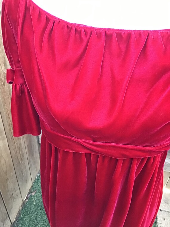 Vintage Lorrie Deb Red Velvet Dress - image 7