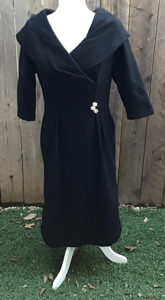 Vintage 1950s Black Wiggle Dress