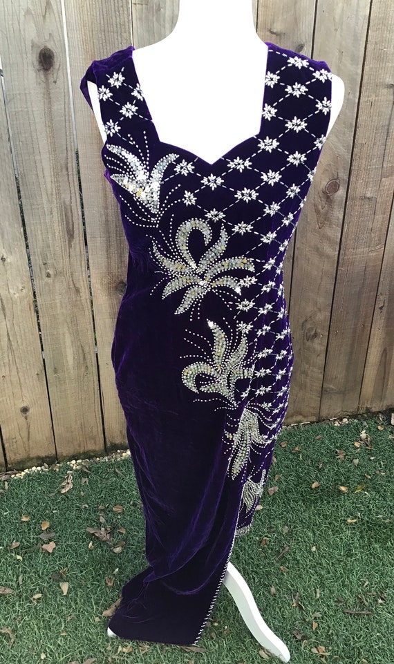 Vintage Purple Velvet Evening Gown - image 3