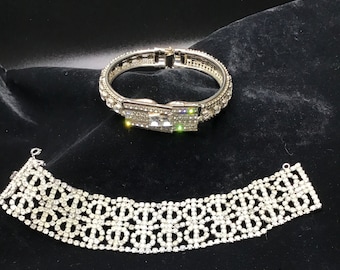 Two Vintage Rhinestone Bracelets