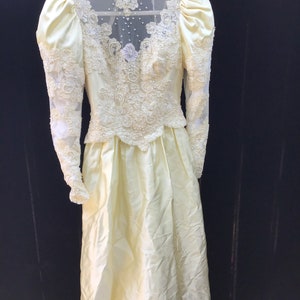 Retro/Vintage Satin and Lace Wedding Dress with Train