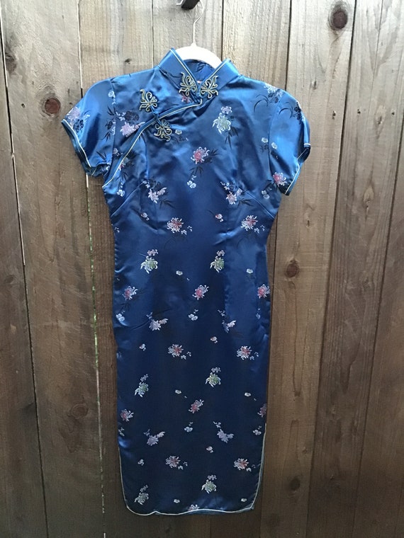 Vintage Blue Cheongsam Dress