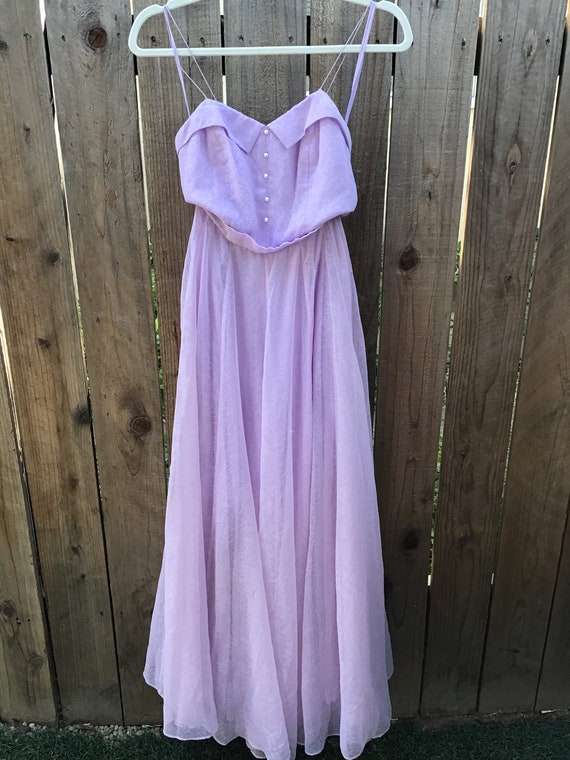 1950s Lavender Chiffon Evening Dress