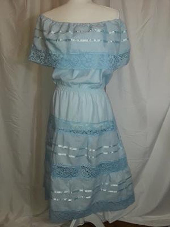 Vintage Light Blue Mexican Sundress