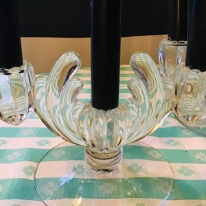 Pair of Heisey Art Deco Candlestick Holders