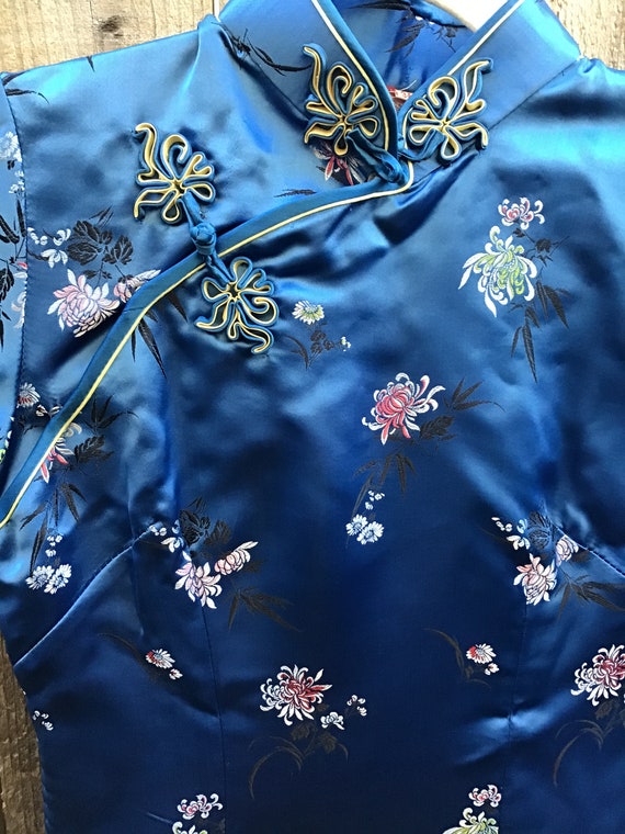 Vintage Blue Cheongsam Dress - image 3