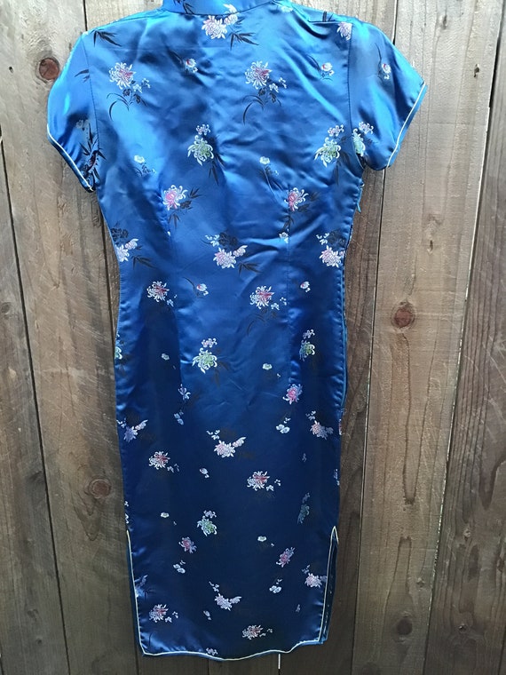 Vintage Blue Cheongsam Dress - image 4