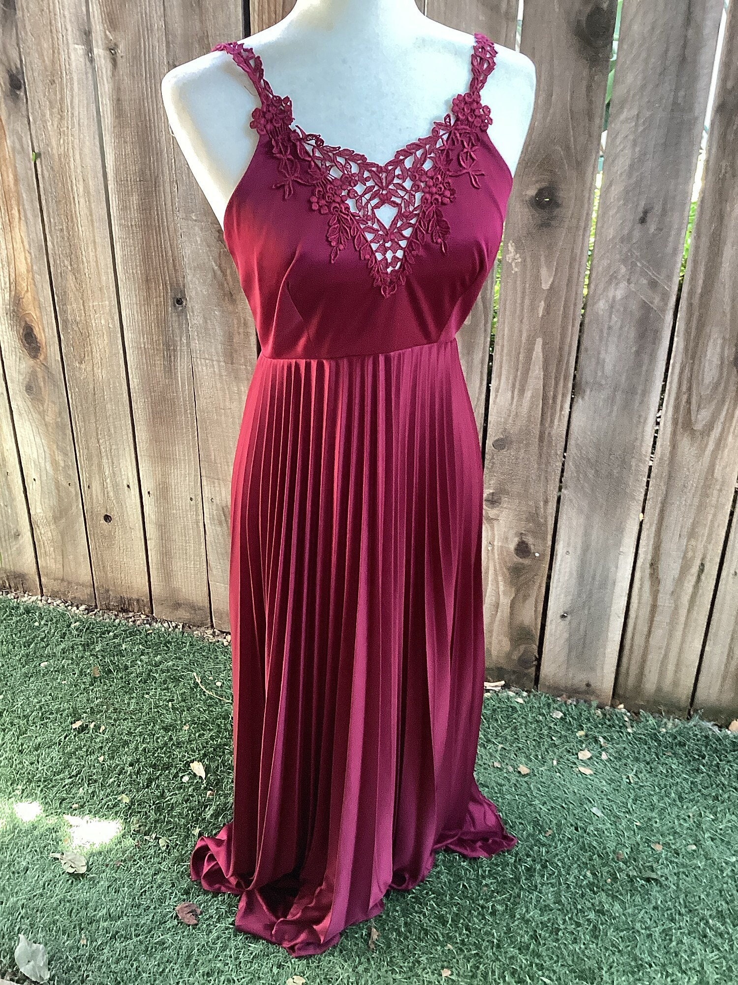 Maroon Pleated Dress - Etsy