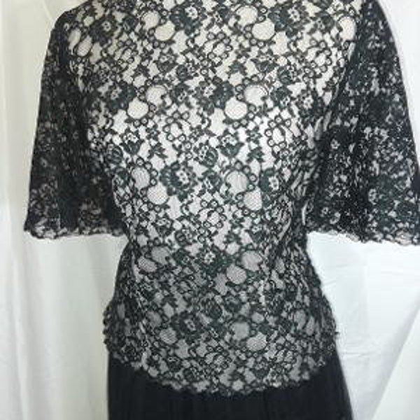 Vintage Sheer Black Lace Blouse