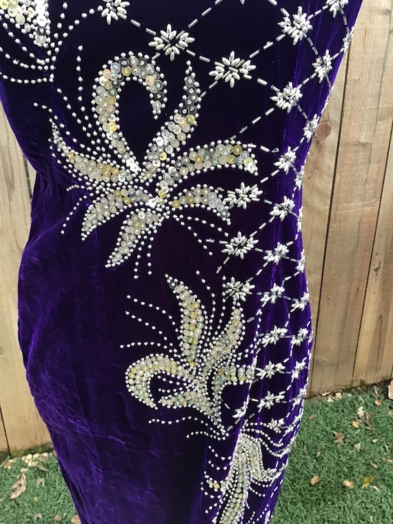 Vintage Purple Velvet Evening Gown - image 4