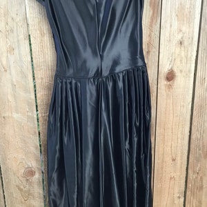 Vintage 1940s Black Satin Evening Gown image 3