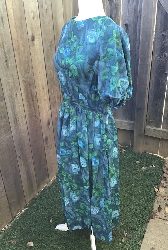 Vintage Floral Chiffon Fit and Flare Dress