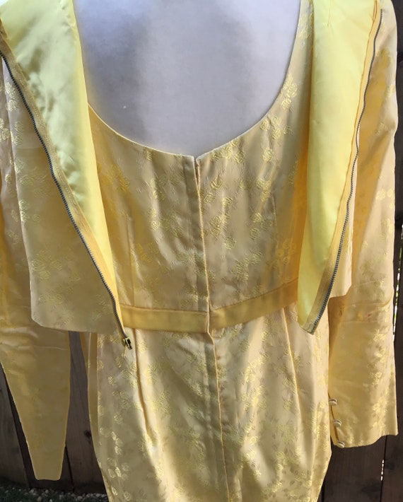 Vintage 1960s Satin Brocade Empire Dress and Jack… - image 9