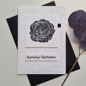 Carte de condoléances | rose noire | sincères condoléances | sympathie