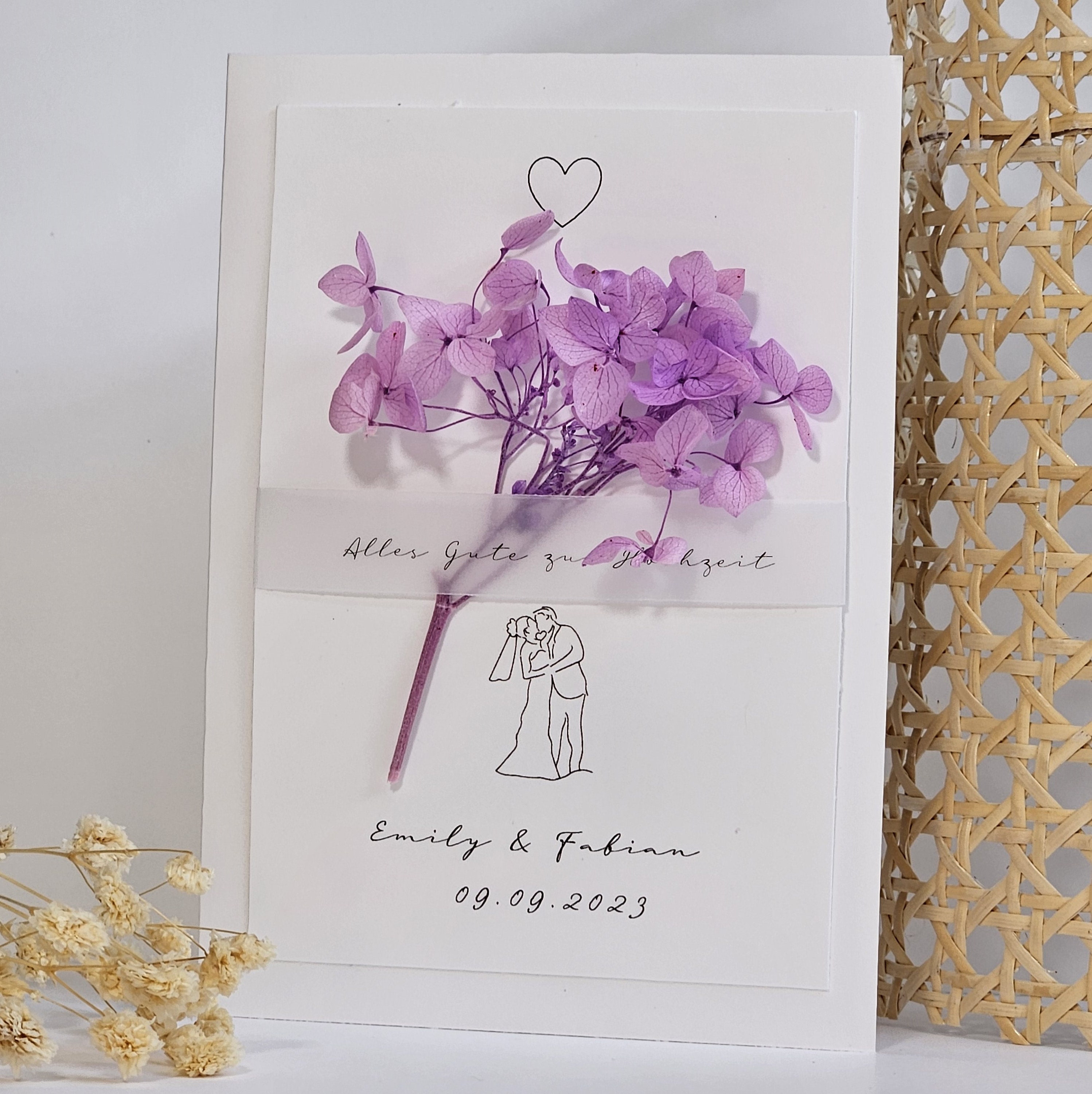 Biglietto auguri portasoldi matrimonio, anniversario, in legno personalizzabile con dedica e nome sposi