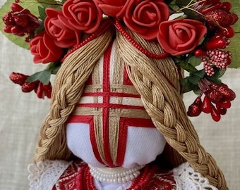 EXCLUSIVE Motanka Doll Bereginya "Red color", Handmade Poppy is the protector of home and family, Embroidered, Gift for Her. Support Ukraine