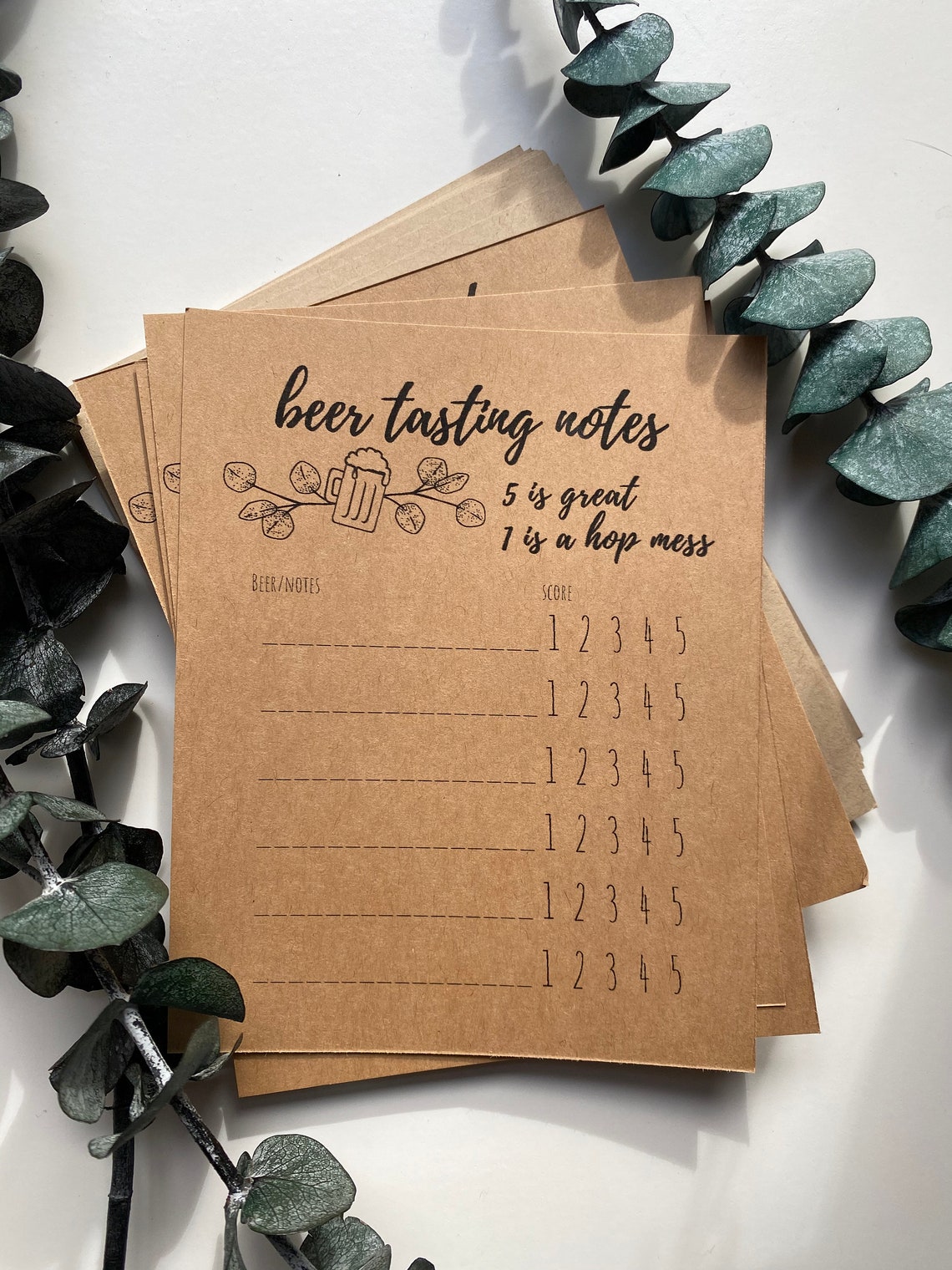 Printable Beer Tasting Score Cards INSTANT DOWNLOAD Etsy