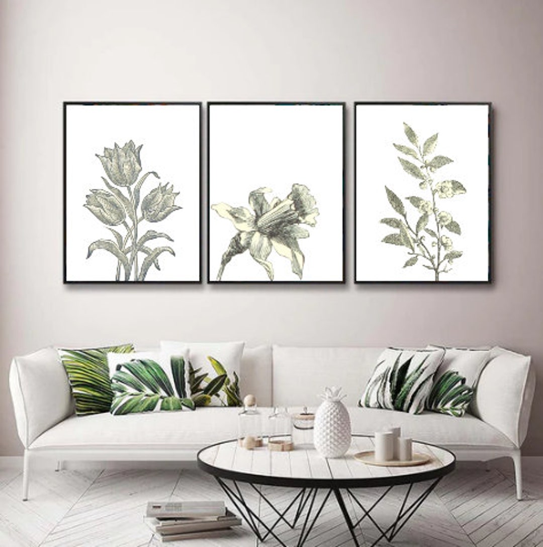 Set of Three, Flower, Wall Art, Digital Download, Printable Art, Art
