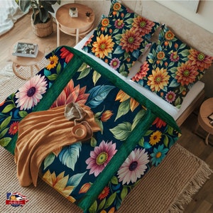 Floral Comforter  Soft & Vibrant Bedding  Hypoallergenic  Multiple Sizes  King Comforter  Earth Tone Floral Bed Comforter | Unique