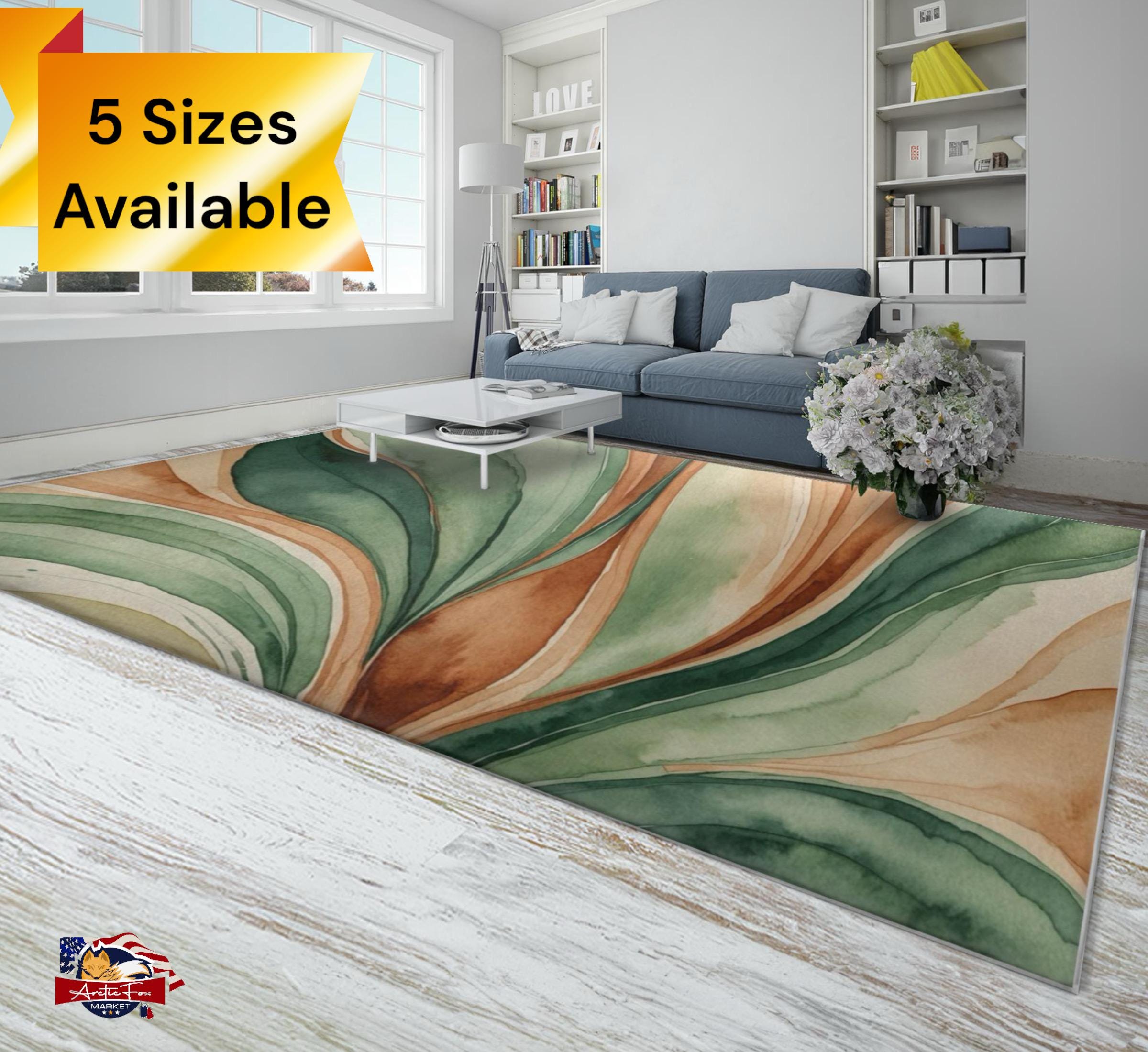 Calming Rug Biophilic Nature Inspired Area Rug Serene Calming Terra-cotta Sage ...
