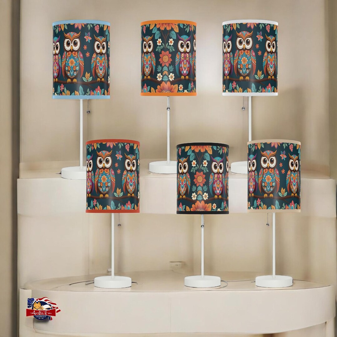 Boho Owl Table Lamp With Vibrant Paisley Design Hippy Home Decor Unique ...