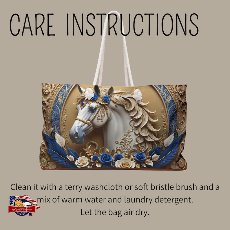 Artistic weekender tote with mirrored horse design, a unique choice for stylish travelers and beach-goers.
Trendy oversized bag for beach or work, featuring horse artwork and rope handles, a chic travel idea. Arcticfoxmarket.com