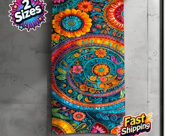 Bohemian Bliss Bath Towels Colorful Elegance Bathroom Decor Boho Large Bath Towels Boho Floral Art Bathroom Decor Soft Poolside Towel