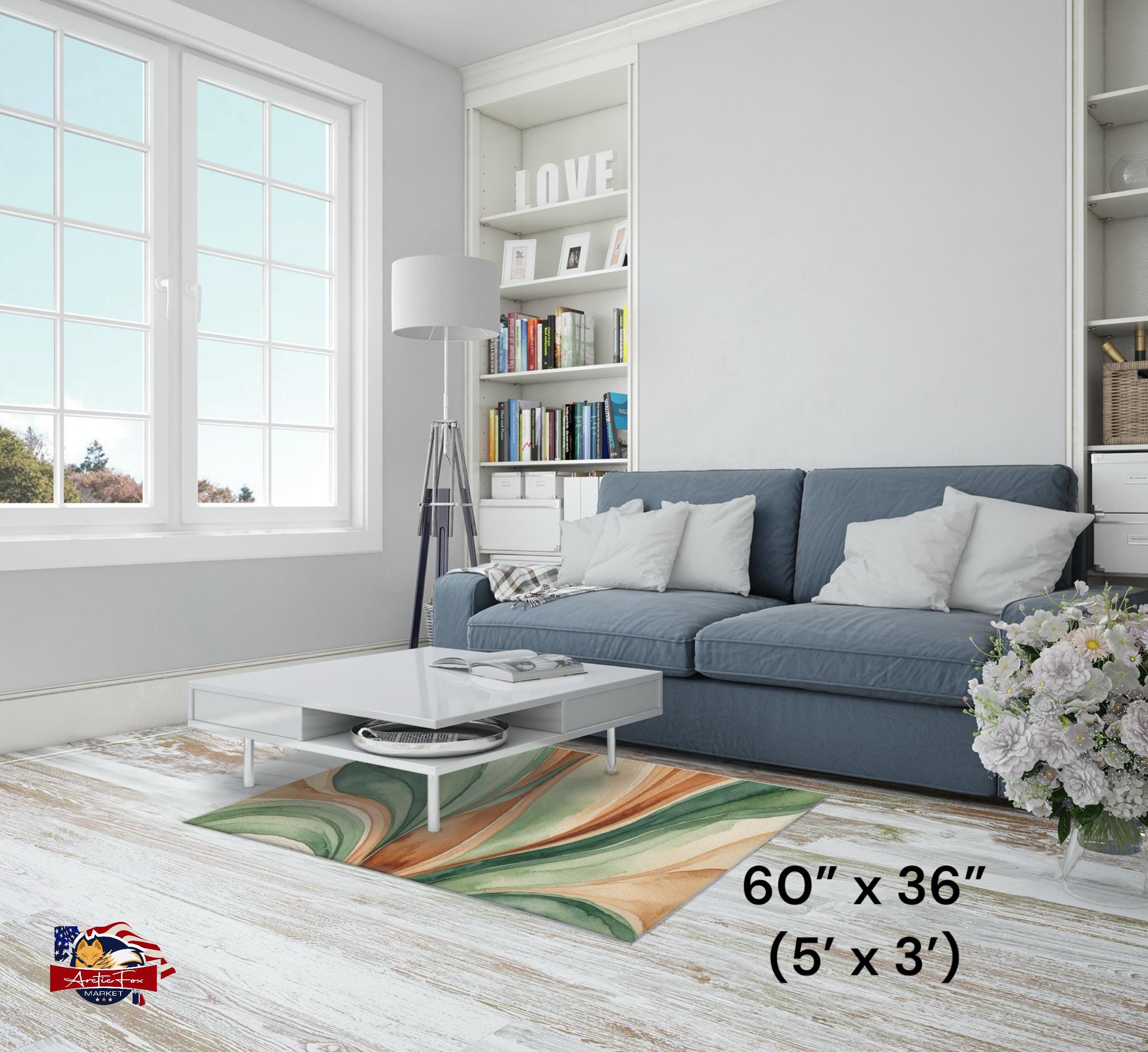 Biophilic Nature Inspired Area Rug Serene Calming Terra-cotta Sage ...