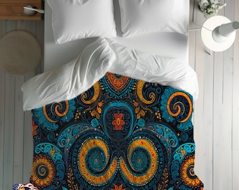 Dark Bohemian Comforter  Hypoallergenic WrinkleResistant  Twin Twin XL Queen King  Bold Paisley Comforter  Trendy Boho Bed Ideas