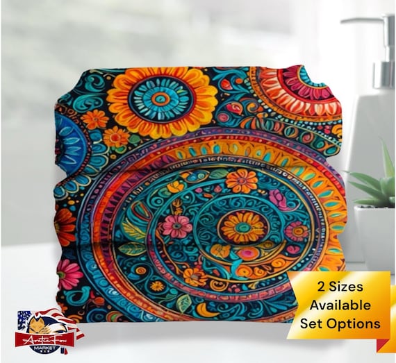 Colorful Bohemian Hand Towel Floral Swirls Boho Chic Bath Decor Vibrant Guest Towels Artistic Bright Bathroom Accessories Multiple Sizes Etsy
