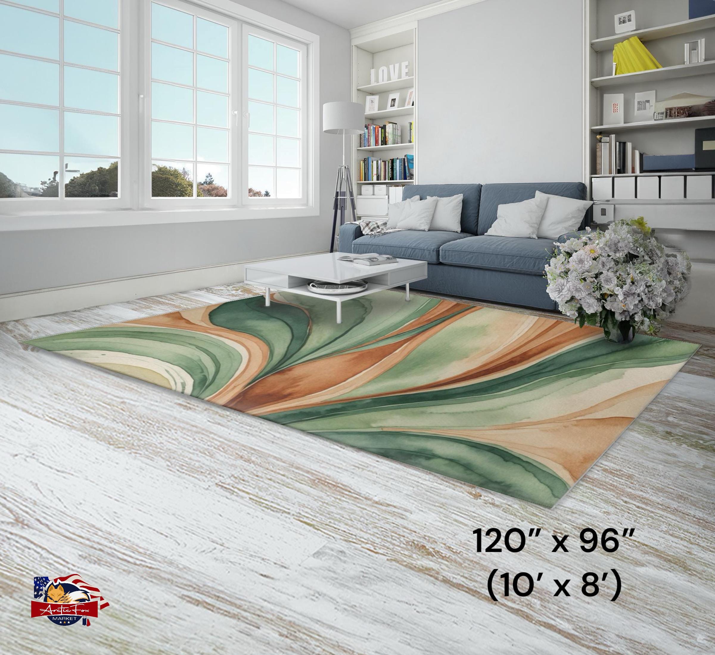 Biophilic Nature Inspired Area Rug Serene Calming Terra-cotta Sage ...