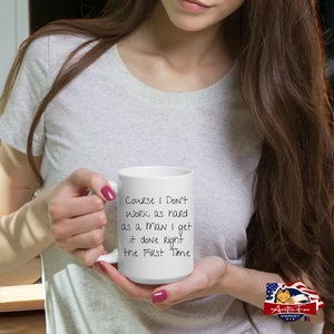 Hard Working Woman Ceramic Mug  11oz/15oz  Bold Statement Coffee Mug  Pink Accent Option  Funny Gift For Her  Get It Done Coffee Mug