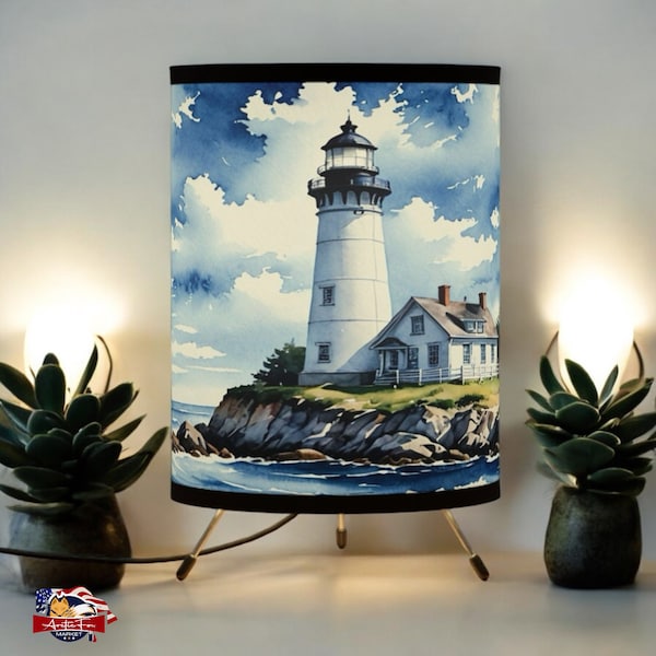 Custom Tripod Lamp with Lighthouse Design  Unique Home Decor Lighting  Coastal Style Room Accent  Trendy Home Ideas  Set of 2 or Single