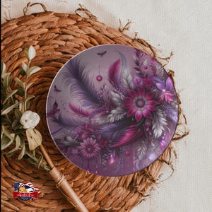 Durable Decorative Dinner Plate  Microwave & Dishwasher Safe Decorative Purple Floral Design for Elegant Dining Kitchen Decor Set Options