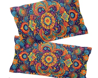 Bohemian Aztec Indian Pillow Shams  Vibrant Culture Mix  Bedroom Boho Oasis  Bohemian Pattern & Cultural Beauty Bedroom Decor  Aztec