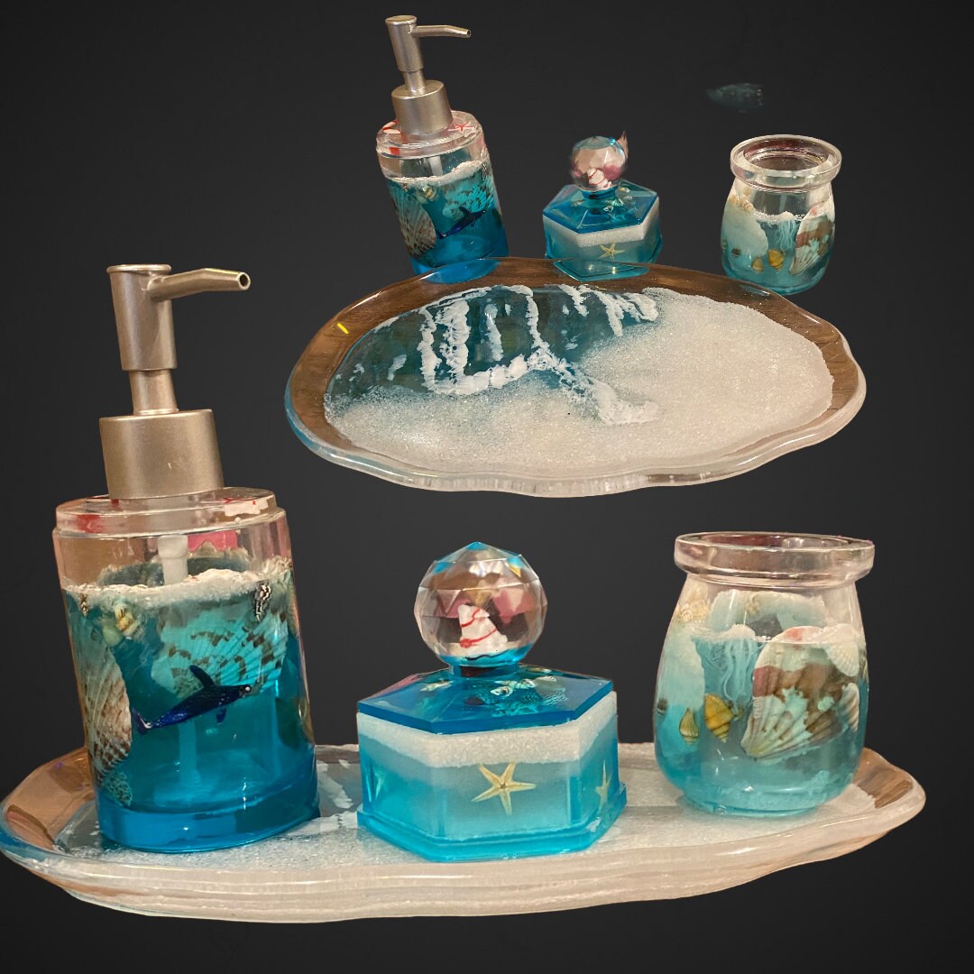 VANITY SET Bathroom Accessories Set Bathrooms Decor New Apartment Gift Soap Dispenser Tray ...