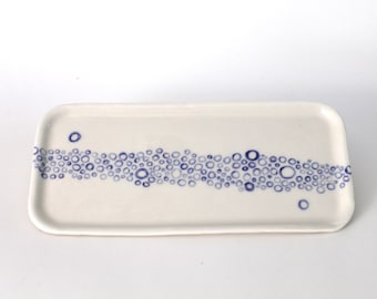 Porcelain Tray Narrow Blue and White Serving Kitchen Bedroom Hand-painted condiment tray hors d'ouvres dresser