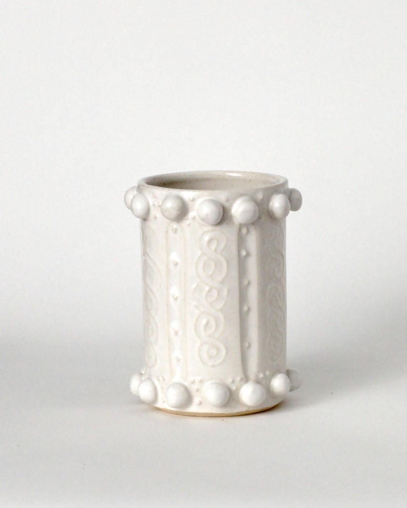 Handmade Aran Knit White Stoneware Vases ceramic gifts for gardeners unique, casual, elegant, coastal Irish Gifts Celtic Gifts image 1