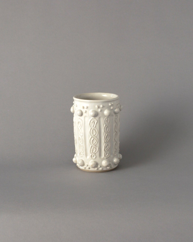 Handmade Aran Knit White Stoneware Vases ceramic gifts for gardeners unique, casual, elegant, coastal Irish Gifts Celtic Gifts image 3
