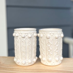 Handmade Aran Knit White Stoneware Vases ceramic gifts for gardeners unique, casual, elegant, coastal Irish Gifts Celtic Gifts image 6