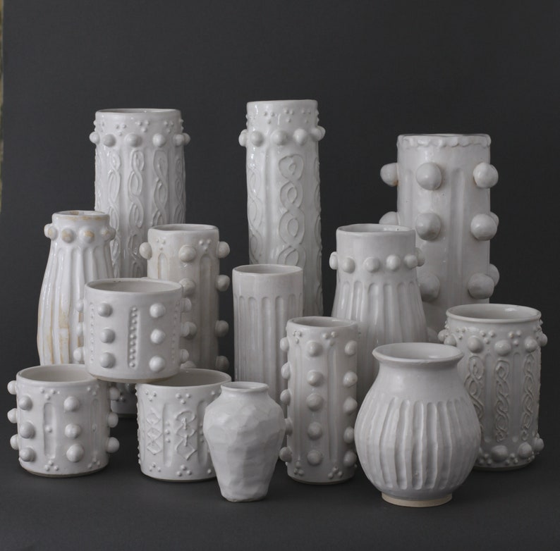 Handmade Aran Knit White Stoneware Vases ceramic gifts for gardeners unique, casual, elegant, coastal Irish Gifts Celtic Gifts image 7