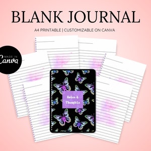 Butterfly Journal Template, Journal Planner Canva, Digital Daily Journal, Digital Journal, GoodNotes & Notability, iPad Notebook
