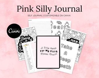 Pink Silly Journal, Diario de salud mental, Diario de salud mental, Pequeño diario tonto, Registro diario para el bienestar mental, Diario de terapia