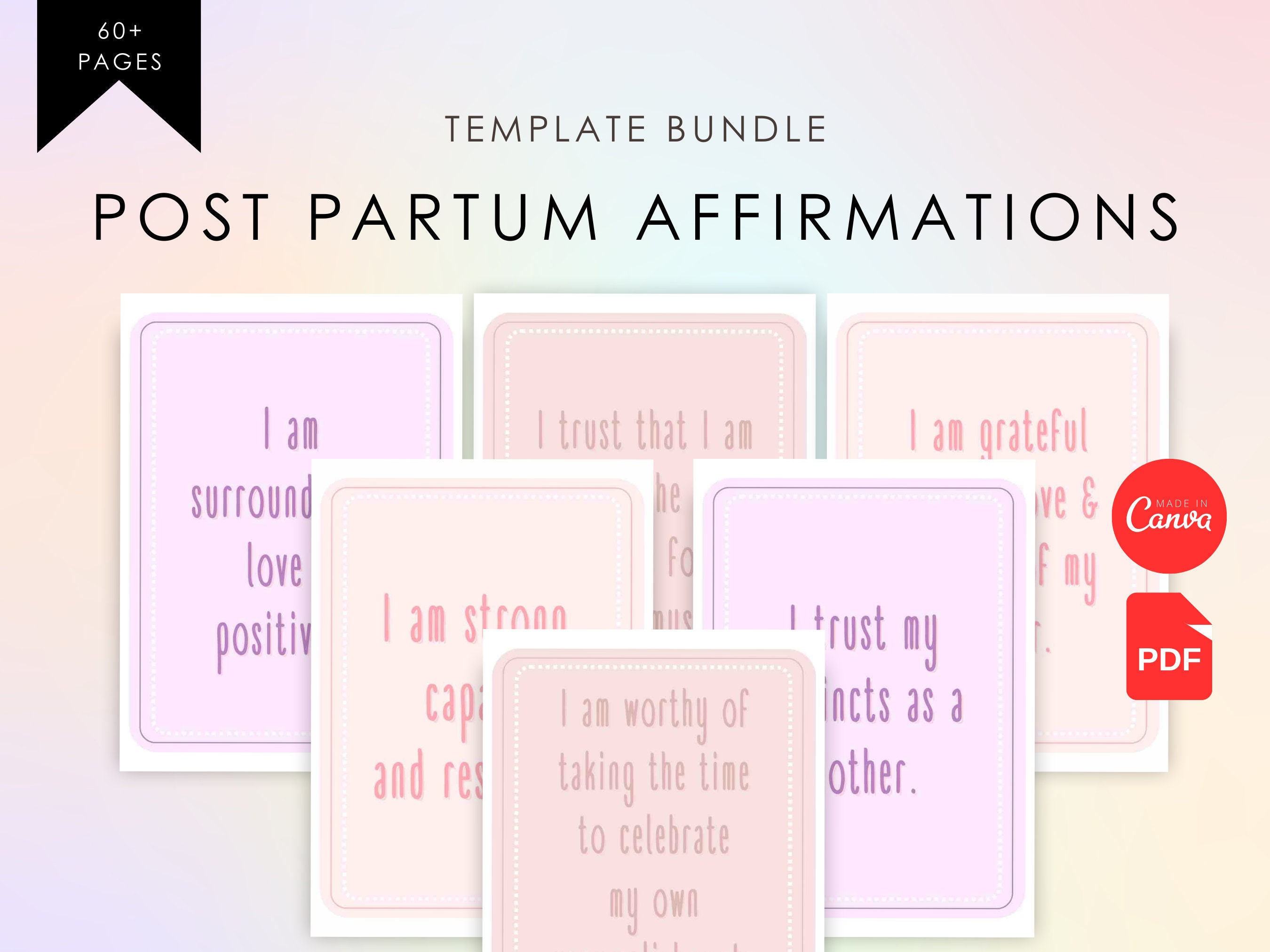45 Biglietti Di Affermazione Per NeoMamme Postpartum, Con Supporto In Legno E Scatola Metallica, Messaggi Di Empowerment, Regalo Per Puerpera - 3